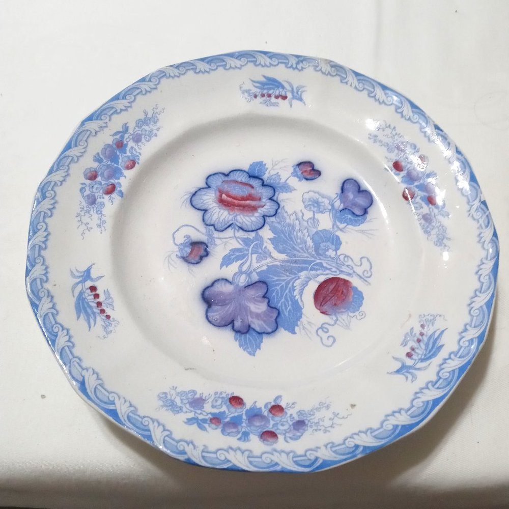 Antique gaudy transferware, Pearl Ironstone salad plate